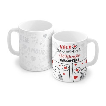 Caneca de Porcelana 320 ml decoração faixa- Você é Minha Notificação Preferida