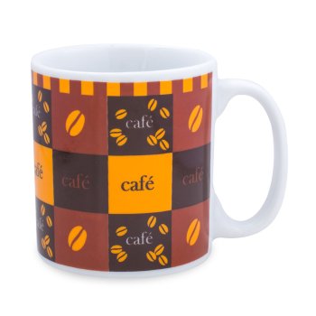 Caneca de Porcelana 320 ml decoração faixa- Café